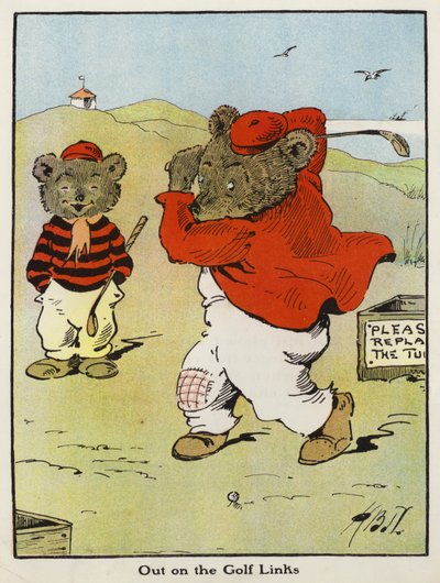 Ut på golflänkarna (färg litho) av Harry B Neilson