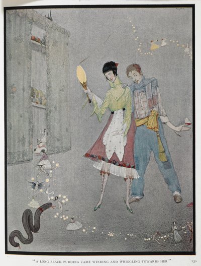 "En lång blodpudding kom slingrande och slingrande mot henne." En illustration till berättelsen, 