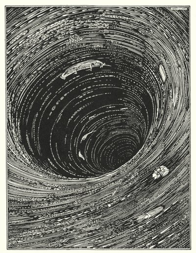 Edgar Allan Poe: Nedstigning i malströmmen (litografi) av Harry Clarke