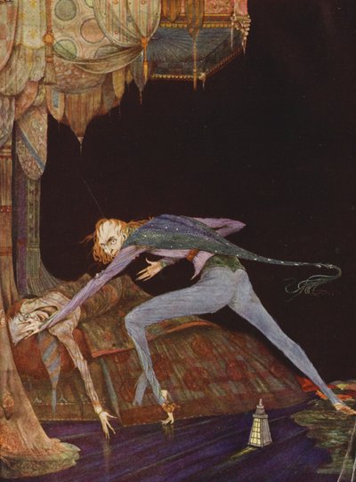Edgar Allan Poe: Han skrek en gång, bara en gång (färglitografi) av Harry Clarke