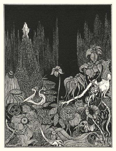 Edgar Allan Poe: Tystnad (litografi) av Harry Clarke