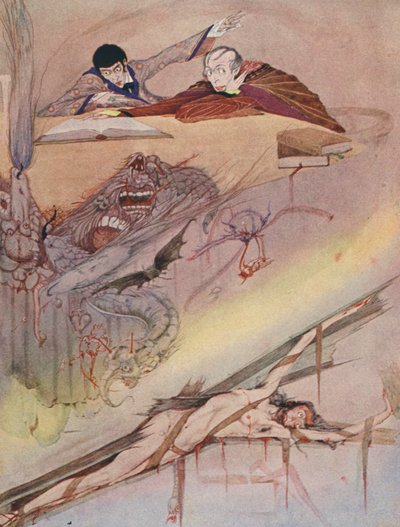Edgar Allan Poe: The Fall of the House of Usher (färglitografi) av Harry Clarke