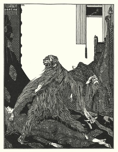 Edgar Allan Poe: Morden på Rue Morgue (litografi) av Harry Clarke