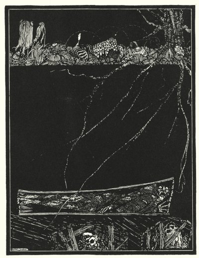 Edgar Allan Poe: Den för tidiga begravningen (litografi) av Harry Clarke