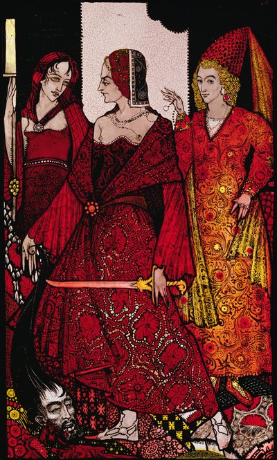 Queens who cut the hogs of Glanna... Illustration av Harry Clarke från 