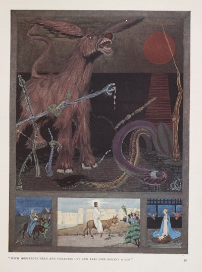 Åsnan. "Med monstruöst huvud och ett sjukt gråt   och öron som vandrande vingar" av Harry Clarke