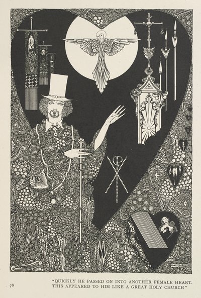 Förmögenhetens galoscher. Snabbt gick han vidare till ett annat kvinnligt hjärta. Detta framstod för honom som en stor helig kyrka. av Harry Clarke