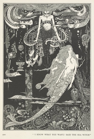 Den lilla sjöjungfrun. "Jag vet vad du vill ha", sa havshäxan. av Harry Clarke
