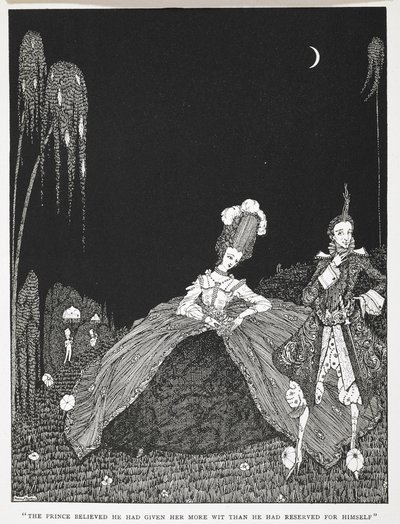 "Prinsen trodde att han hade gett henne mer kvickhet än han hade reserverat för sig själv." Illustration till berättelsen, 