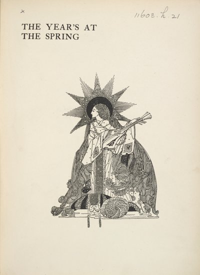 Namnlös illustration. En kvinna som spelar ett musikinstrument. av Harry Clarke