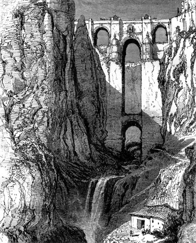 Nya bron, Ronda, Spanien, 1800-talet. av Harry Fenn