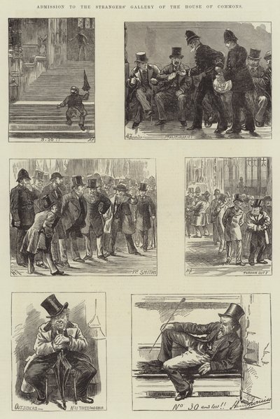 Inträde till främlingsgalleriet i underhuset av Harry Furniss