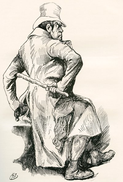 Bill Sikes. Illustration av Harry Furniss till Charles Dickens roman Oliver Twist, från The Testimonial Edition, publicerad 1910. av Harry Furniss