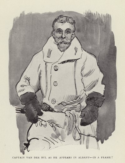 Kapten Van der Byl när han dyker upp i Albany, i en ram! av Harry Furniss