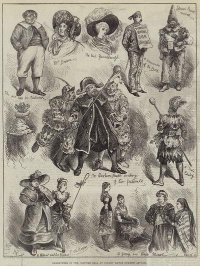 Karaktärer i maskeradbalen på Colney Hatch Lunatic Asylum av Harry Furniss