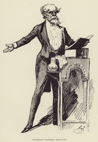 Charles Dickens läser av Harry Furniss