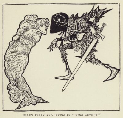Ellen Terry och Irving i King Arthur av Harry Furniss