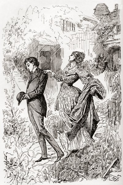 Estella och Pip i Miss Havishams trädgård. " av Harry Furniss