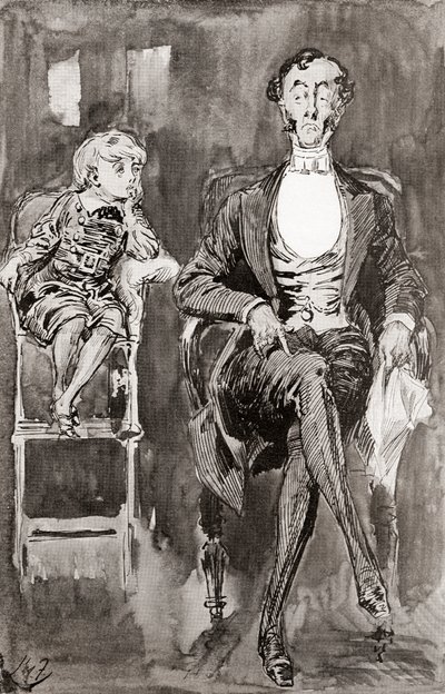 Illustration av Harry Furniss till Charles Dickens roman Dombey and Son, från The Testimonial Edition, publicerad 1910. av Harry Furniss