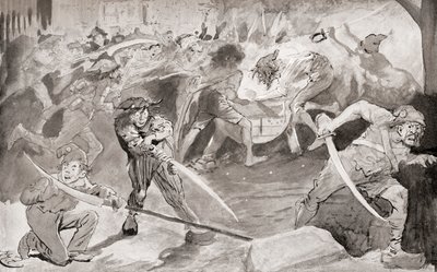 Illustration till Charles Dickens roman A Tale of two citys av Harry Furniss