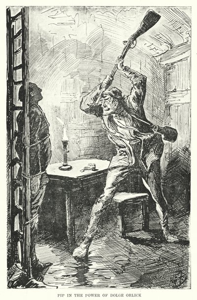 Illustration för stora förväntningar av Charles Dickens (litho) av Harry Furniss