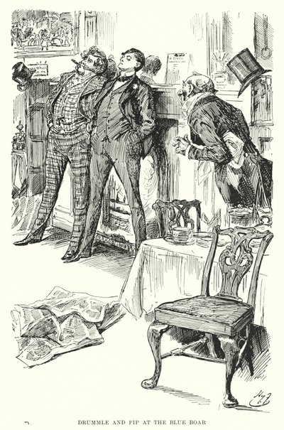 Illustration för stora förväntningar av Charles Dickens (litho) av Harry Furniss