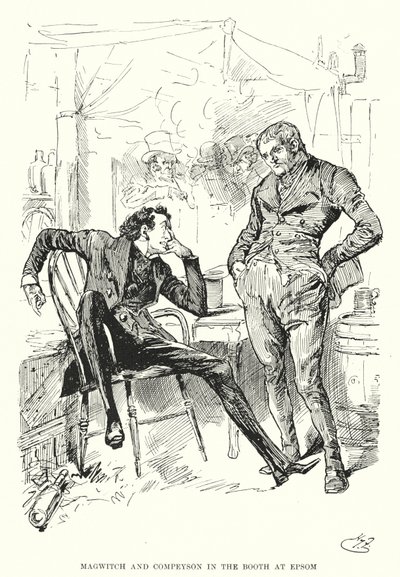 Illustration för stora förväntningar av Charles Dickens (litho) av Harry Furniss