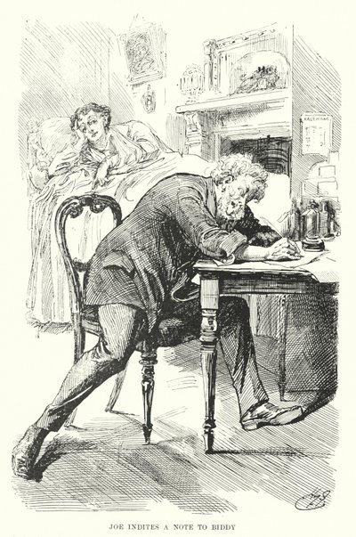 Illustration för stora förväntningar av Charles Dickens (litho) av Harry Furniss