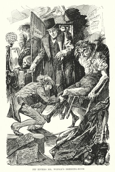 Illustration för stora förväntningar av Charles Dickens (litho) av Harry Furniss