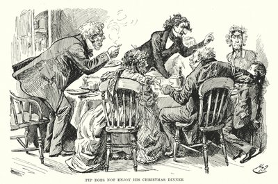 Illustration för stora förväntningar av Charles Dickens (litho) av Harry Furniss
