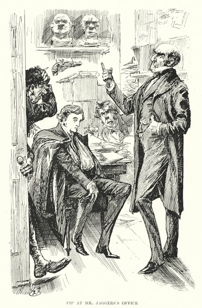 Illustration för stora förväntningar av Charles Dickens (litho) av Harry Furniss
