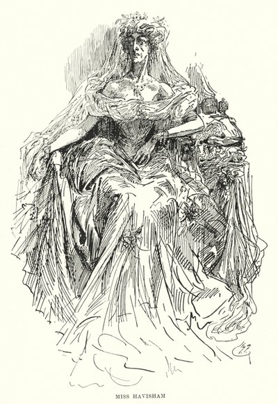 Illustration för stora förväntningar av Charles Dickens (litho) av Harry Furniss