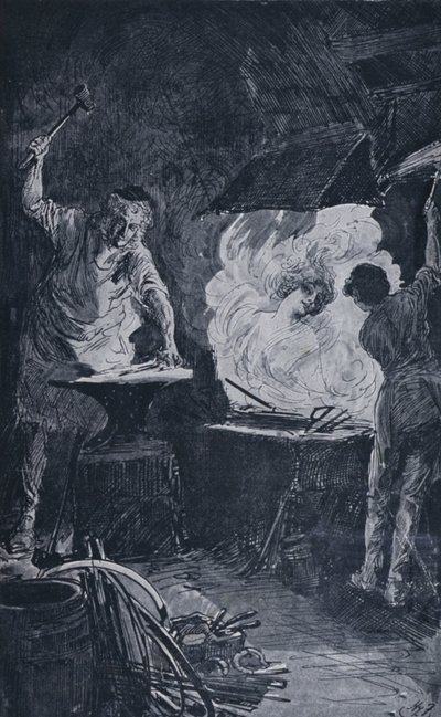 Illustration för stora förväntningar av Charles Dickens (litho) av Harry Furniss