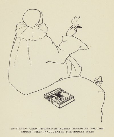 Inbjudningskort designat av Aubrey Beardsley för Smoke som invigde Bodley Head av Harry Furniss