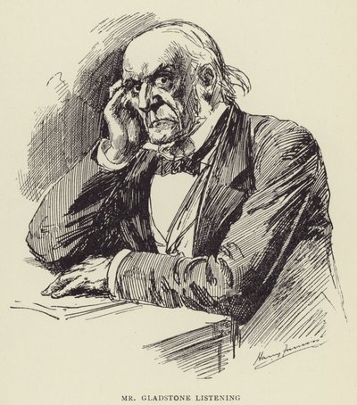 Mr Gladstone lyssnar av Harry Furniss