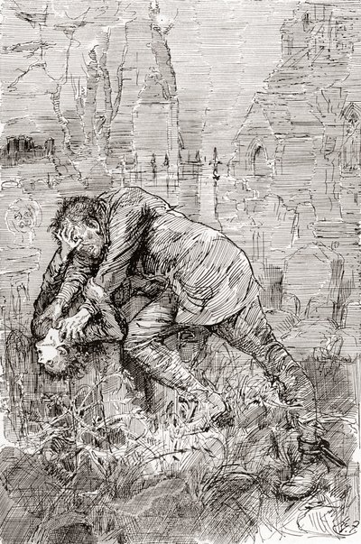 Pips kamp med den förrymde straffången. " av Harry Furniss