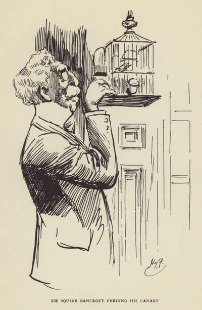 Sir Squire Bancroft matar sin kanariefågel av Harry Furniss