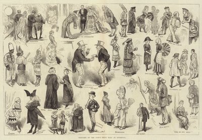 Skisser från maskeradbalen i Liverpool av Harry Furniss