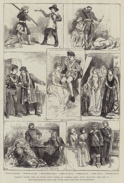 Tableaux Vivants från Sir Walter Scotts romaner, på Cromwell House, South Kensington av Harry Furniss