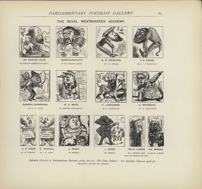 Royal Westminster Academy - föreställer sig hur politiker kan måla varandra (litho) av Harry Furniss