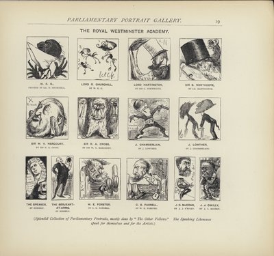 Royal Westminster Academy - föreställer sig hur politiker kan måla varandra (litho) av Harry Furniss