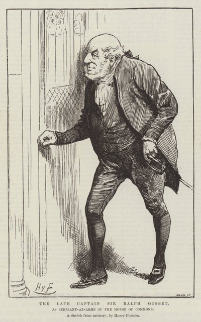 Den bortgångne kaptenen Sir Ralph Gosset, som Serjeant-at-Arms i underhuset av Harry Furniss