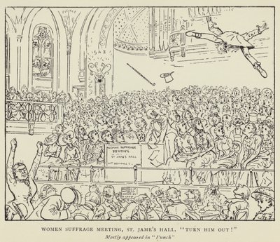 Kvinnors rösträttsmöte, St James Hall, Stäng ut honom! av Harry Furniss