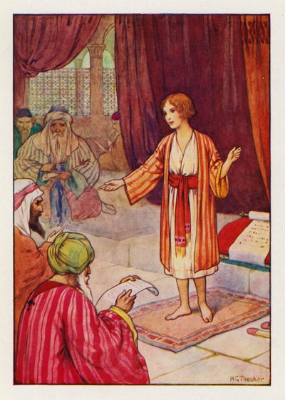 Efter tre dagar fann de honom i templet (färglitografi) av Harry George Theaker