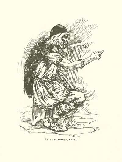 En fornnordisk skald (gravyr) av Harry George Theaker