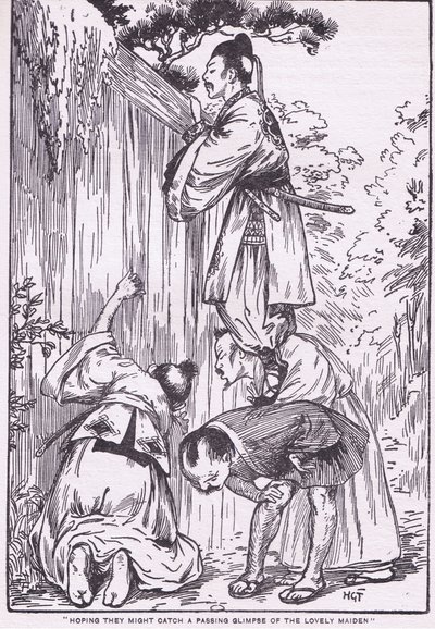 I hopp om att få en skymt av den vackra jungfrun (från Daughter of the Moon) (litografi) av Harry George Theaker