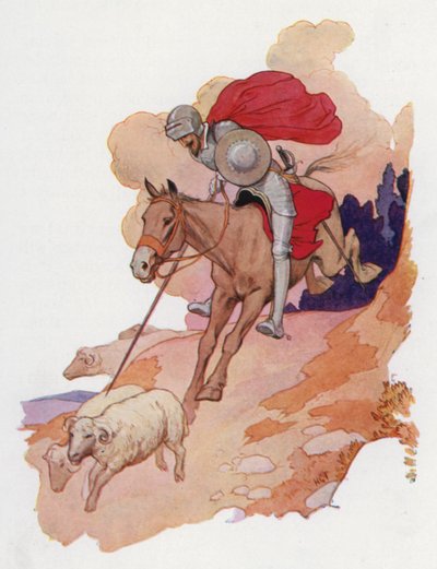 Illustration till Don Quijote (färglitografi) av Harry George Theaker