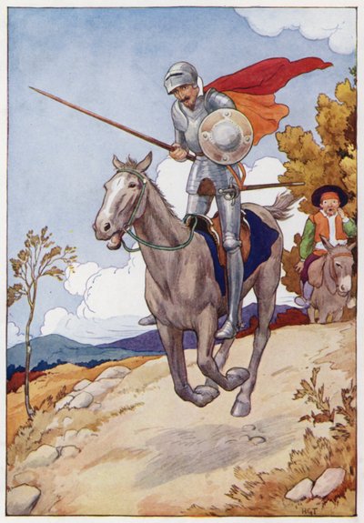 Illustration till Don Quijote (färglitografi) av Harry George Theaker