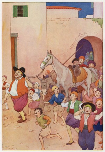 Illustration till Don Quijote (färglitografi) av Harry George Theaker
