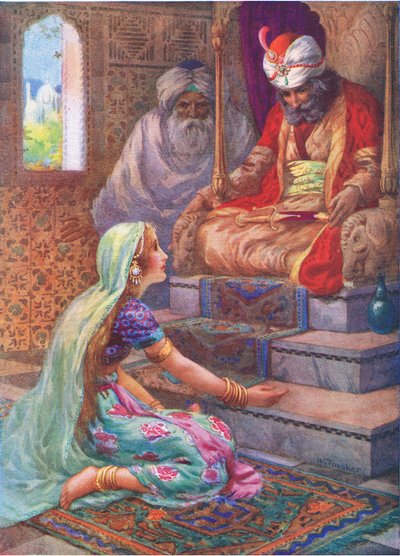 Namnet är Satyavan, illustration från "Childrens Stories from Indian Legends", ca 1930-talet (färglitografi) av Harry George Theaker